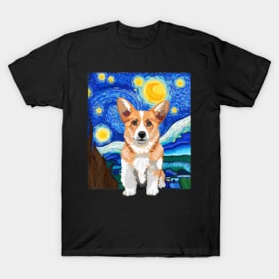 Corgi Dog Lover Starry Night Dog Corgi van gogh T-Shirt